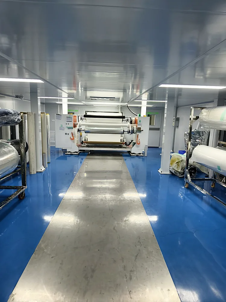 Clean architectural interior film production and converting line